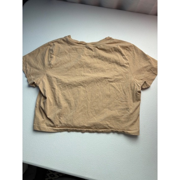 Cotton On The Baby Womens Crop Top Short Sleeve Beige Casual T-Shirt L - Picture 2 of 4